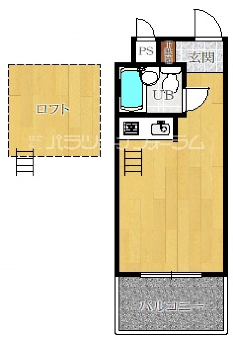 パラツィーナ夙川東702ロフト・ガスコンロ付きカラーパラロゴ入